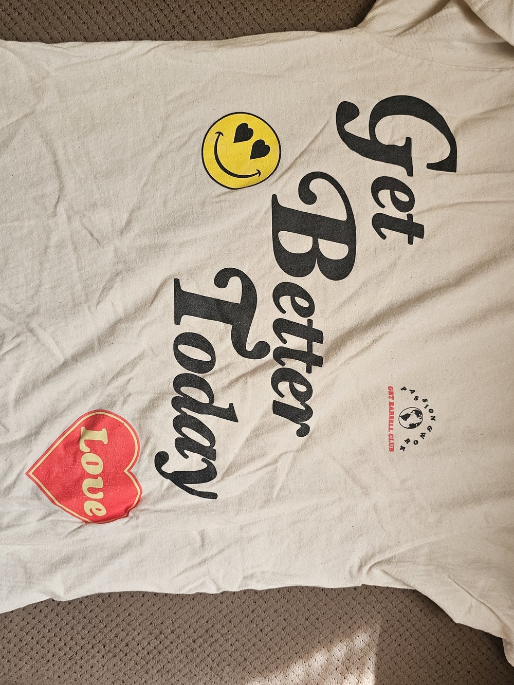Get Better Today Printed Cotton Throw - White with Yellow & Red Accents